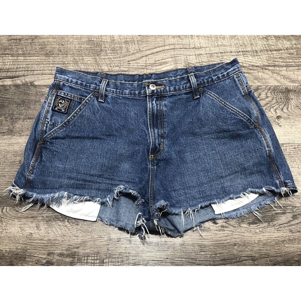 Cinch Jean “Cutoff Shorts” Waist Size 36” High Rise Med Wash Denim Daisy Duke F2